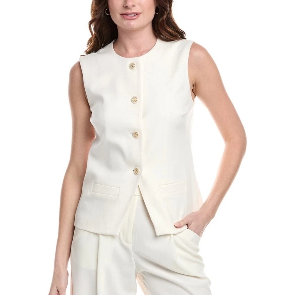 Nanette Lepore Cannoli Cream Button Front Vest Size Large Nwt